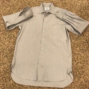 Neimun Marcus Italian cotton Lorenzini Dress Shirt. BLUE AND WHITE Stripes!